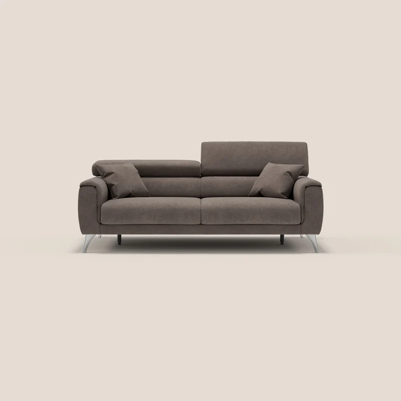 Caravaggio Canapé avec assises extensibles et têtières réglables en tissu imperméable T02 marron