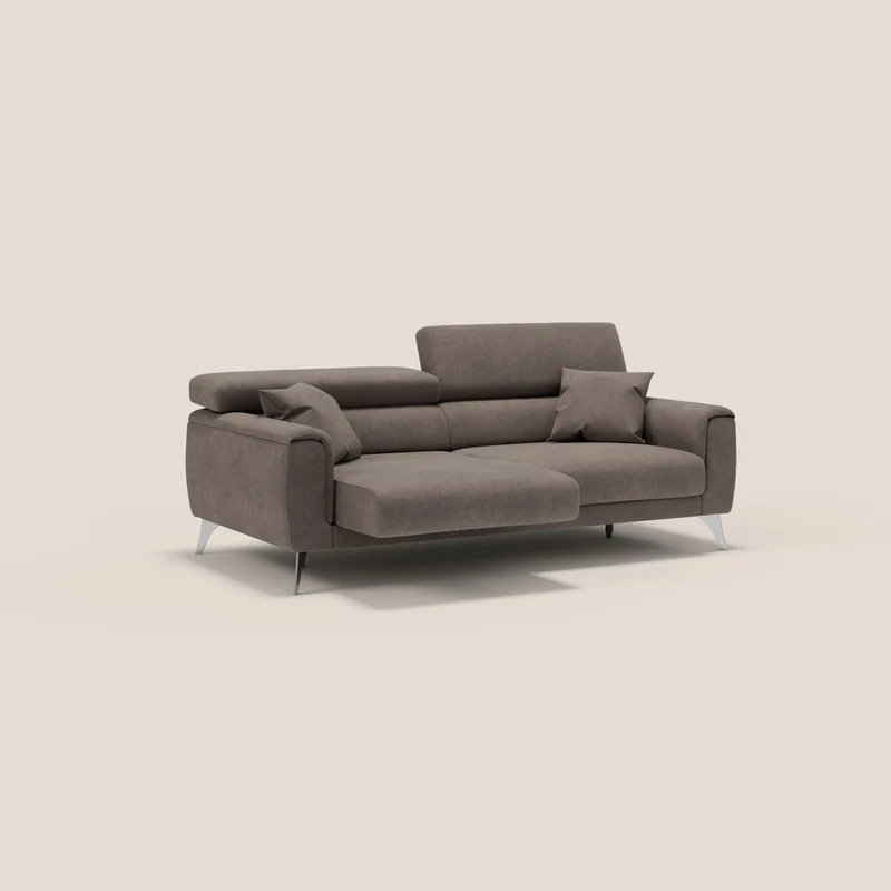 Caravaggio Canapé avec assises extensibles et têtières réglables en tissu imperméable T02 marron
