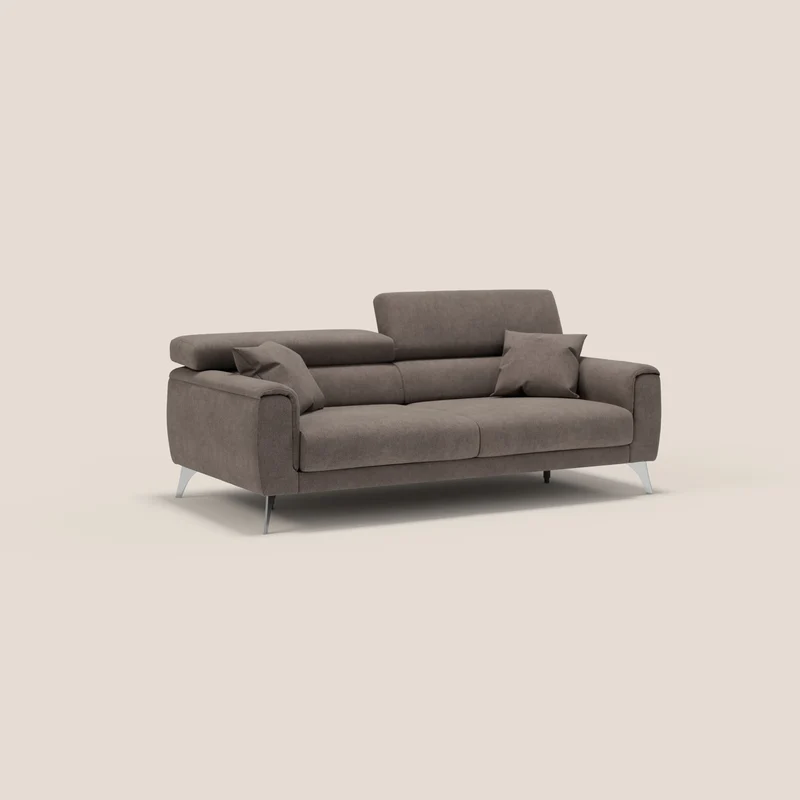 Caravaggio Canapé avec assises extensibles et têtières réglables en tissu imperméable T02 marron