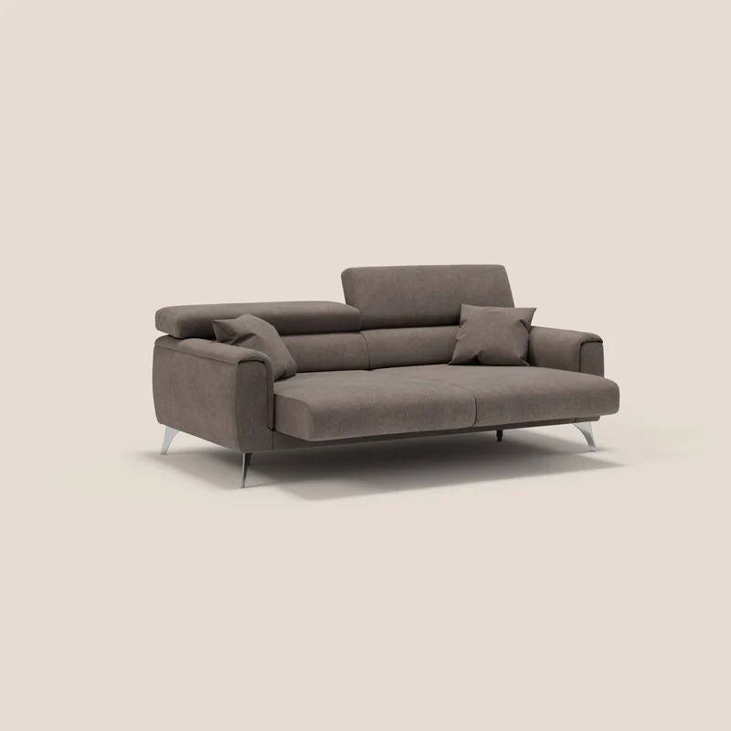 Caravaggio Canapé avec assises extensibles et têtières réglables en tissu imperméable T02 marron