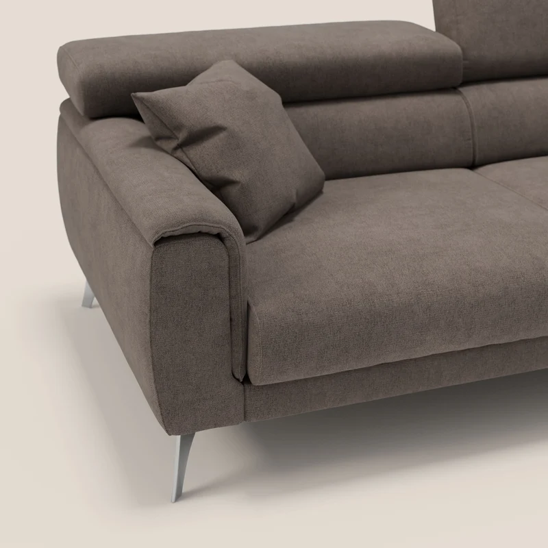 Caravaggio Canapé avec assises extensibles et têtières réglables en tissu imperméable T02 marron