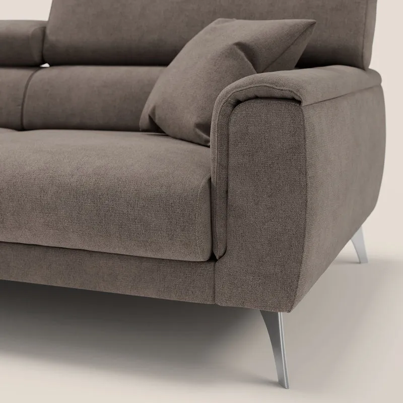 Caravaggio Canapé avec assises extensibles et têtières réglables en tissu imperméable T02 marron