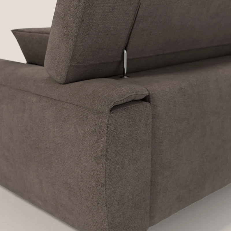 Caravaggio Canapé avec assises extensibles et têtières réglables en tissu imperméable T02 marron