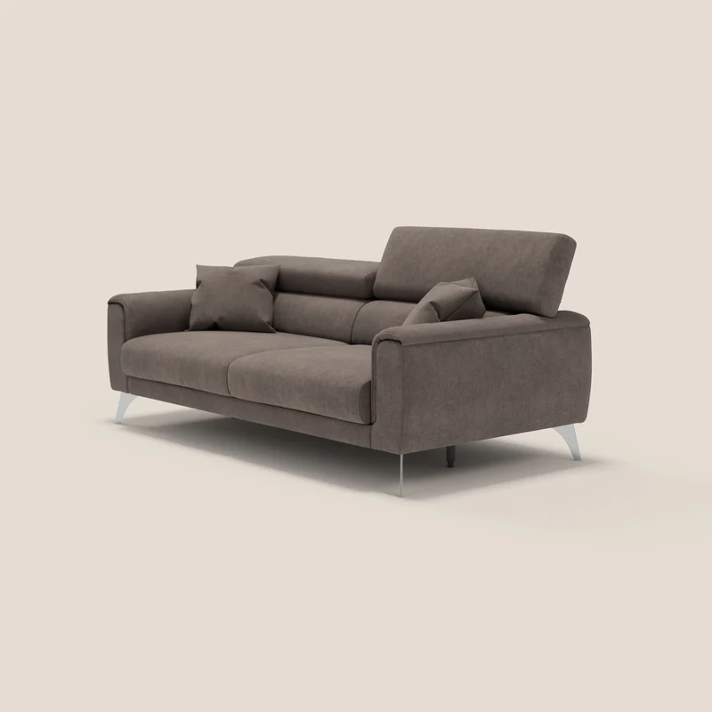 Caravaggio Canapé avec assises extensibles et têtières réglables en tissu imperméable T02 marron