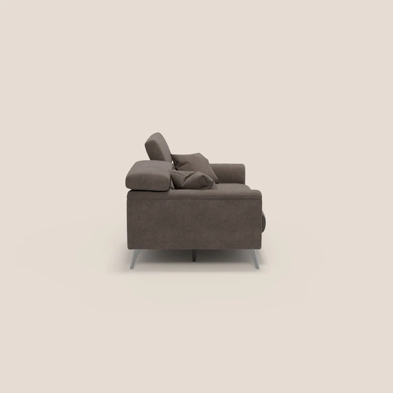 Caravaggio Canapé avec assises extensibles et têtières réglables en tissu imperméable T02 marron