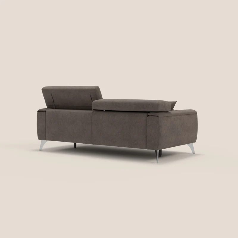 Caravaggio Canapé avec assises extensibles et têtières réglables en tissu imperméable T02 marron