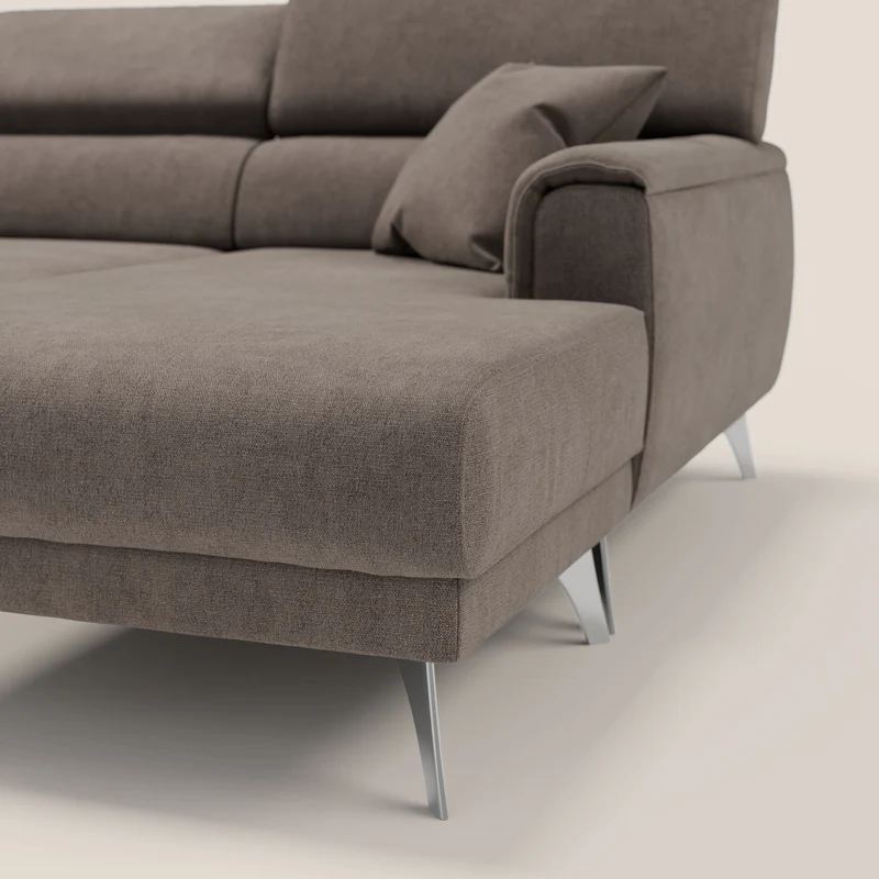 Caravaggio Canapé d'angle avec assises coulissantes en tissu doux imperméable T02 marron