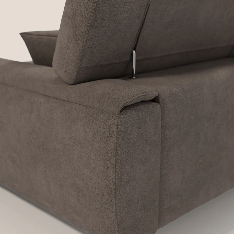 Caravaggio Canapé d'angle avec assises coulissantes en tissu doux imperméable T02 marron