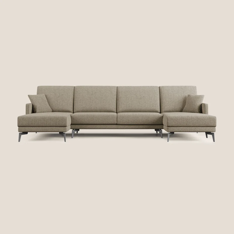Saturno canapé panoramique moderne en tissu doux imperméable T03 marron