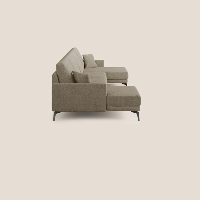 Saturno canapé panoramique moderne en tissu doux imperméable T03 marron