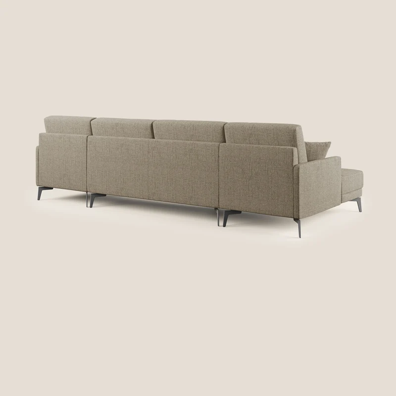 Saturno canapé panoramique moderne en tissu doux imperméable T03 marron