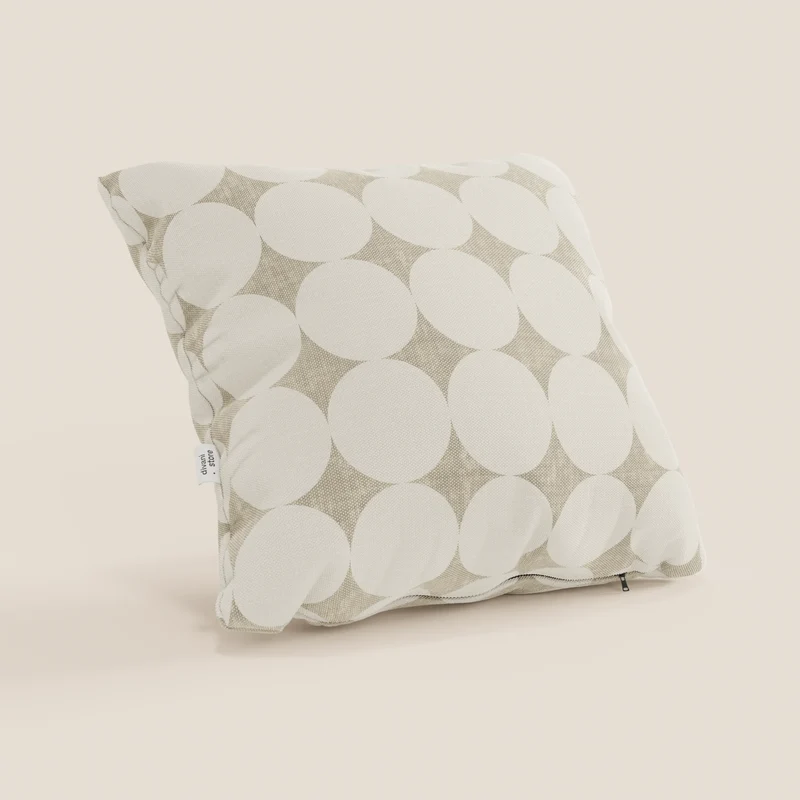 Dot coussins géométriques en tissu hydrofuge blanc
