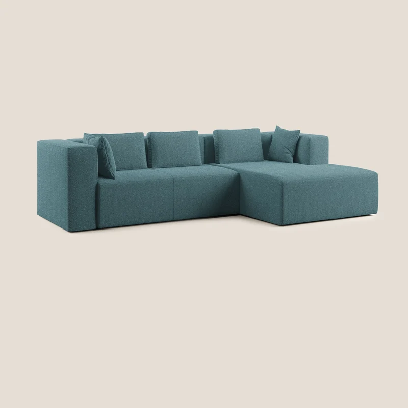 Nettuno canapé d'angle modulable en bouclette douce T07 bleu ciel