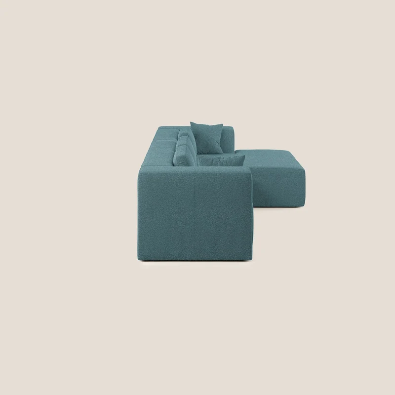 Nettuno canapé d'angle modulable en bouclette douce T07 bleu ciel