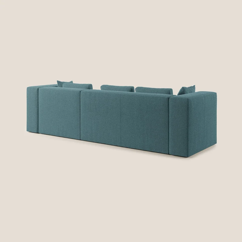 Nettuno canapé d'angle modulable en bouclette douce T07 bleu ciel