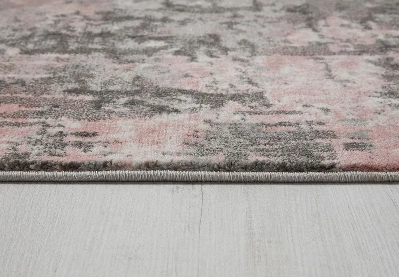 Tapis de couloir vintage Gris et Rose 80x300cm