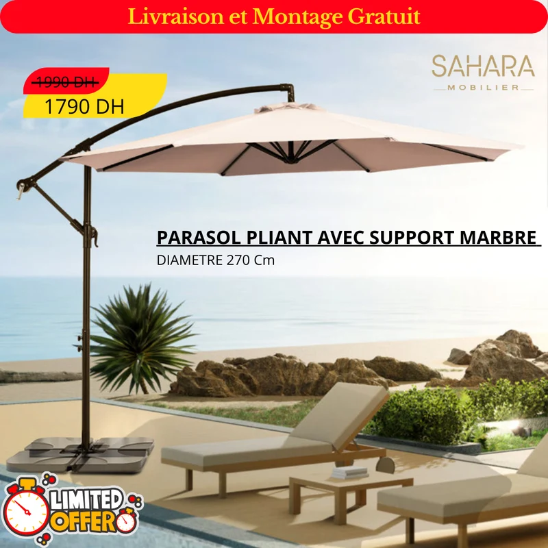 PARASOL PLIANT AVEC SUPPORT MARBRE B3667