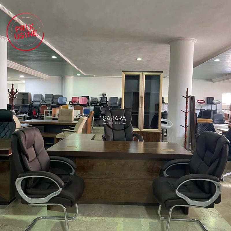 Pack Bureau CUSTOMIZE ( Bureau 160cm + Retour mobile +Caisson + Armoire Bibliothèque + Ensemble Fauteuils) Réf B3637