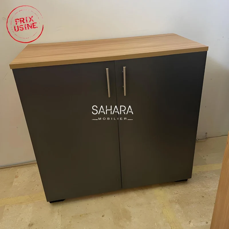Pack BROWN ( Bureau Avec Retour 160cm + Caisson + Pack Fauteuils + Armoire Basse + Porte Manteau ) Réf B3582