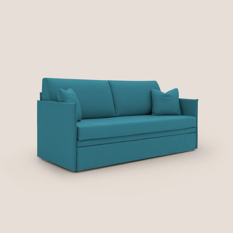 Tortona Canapé duplex avec lits jumeaux et tissu effet coton imperméable T13 bleu ciel
