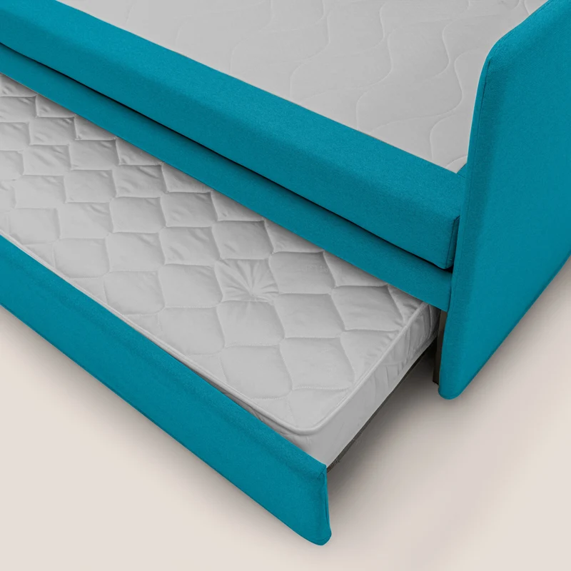 Tortona Canapé duplex avec lits jumeaux et tissu effet coton imperméable T13 bleu ciel