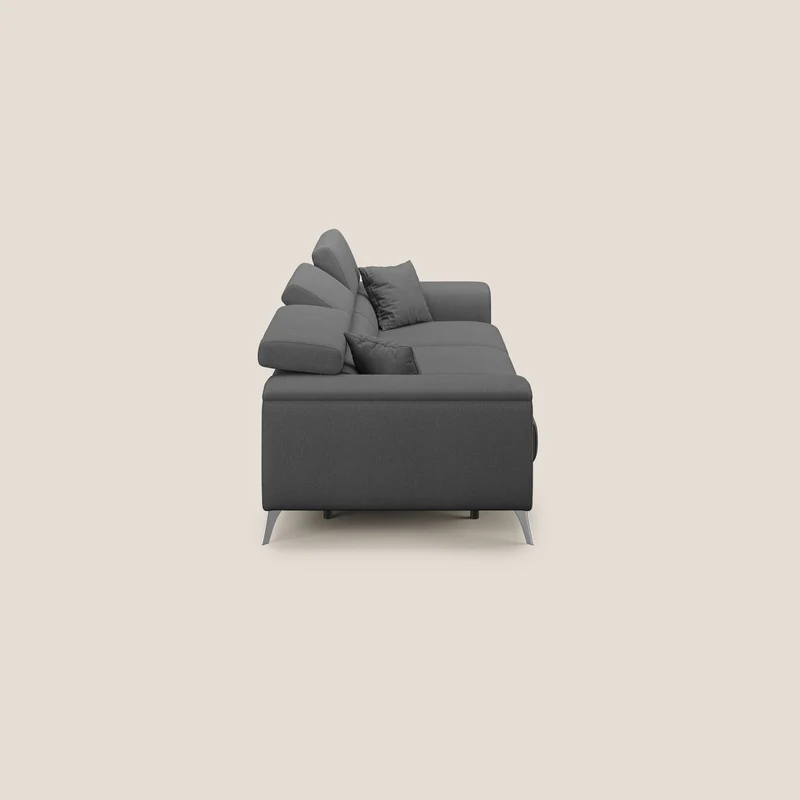 Fusion Canapé avec 3 assises coulissantes en tissu doux antitache T05 anthracite