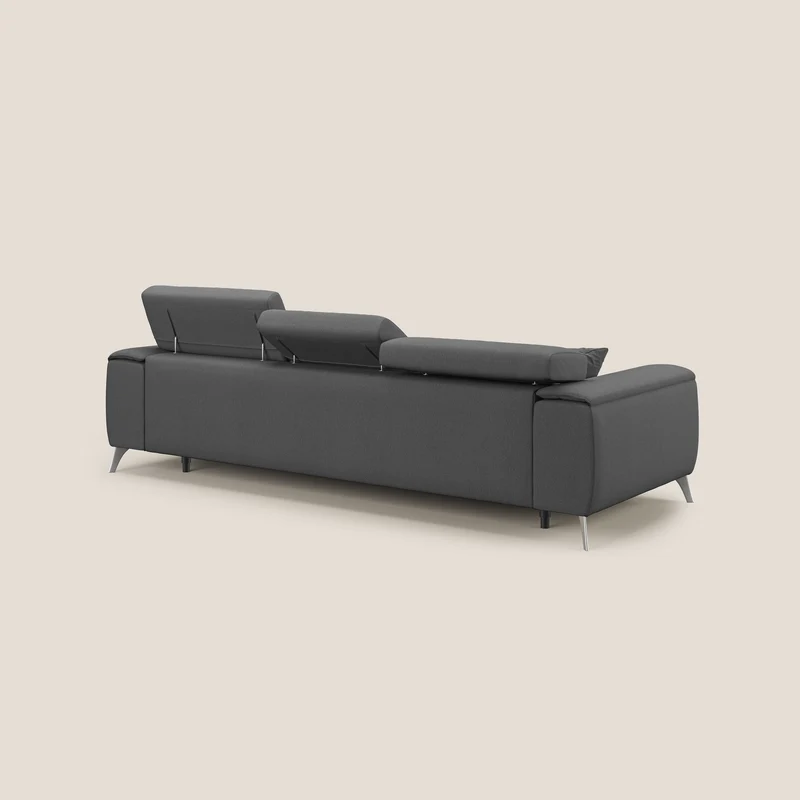 Fusion Canapé avec 3 assises coulissantes en tissu doux antitache T05 anthracite