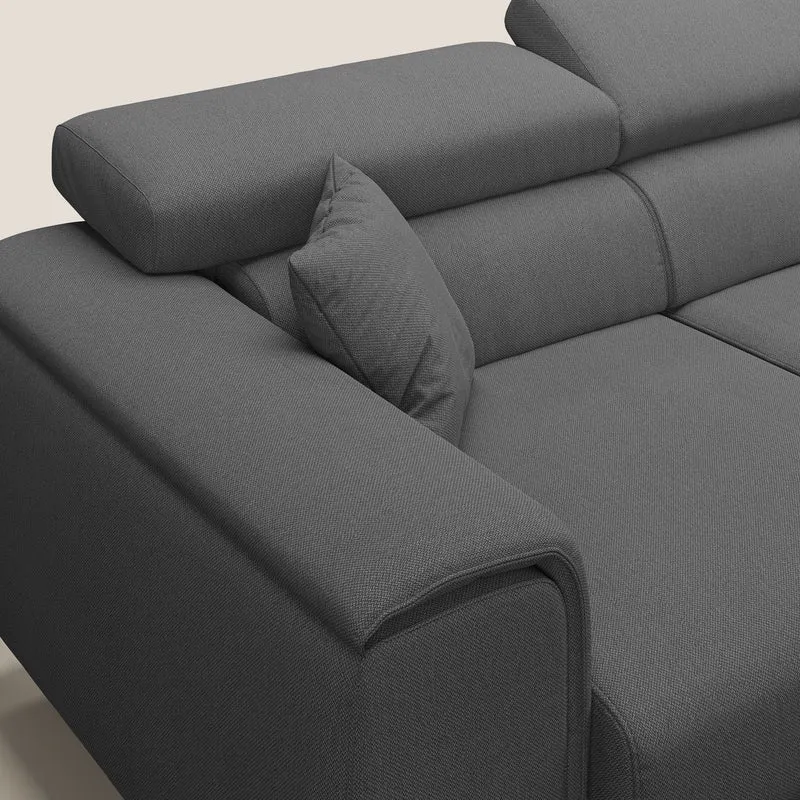 Fusion Canapé avec 3 assises coulissantes en tissu doux antitache T05 anthracite