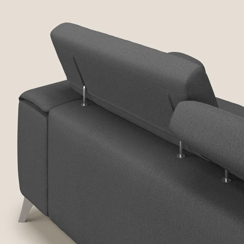 Fusion Canapé avec 3 assises coulissantes en tissu doux antitache T05 anthracite