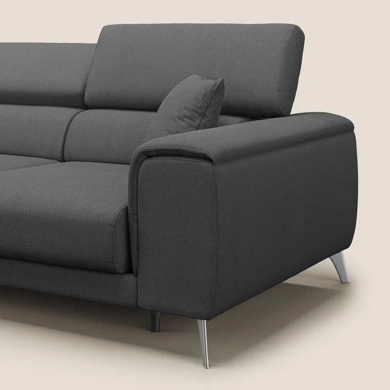 Fusion Canapé avec 3 assises coulissantes en tissu doux antitache T05 anthracite