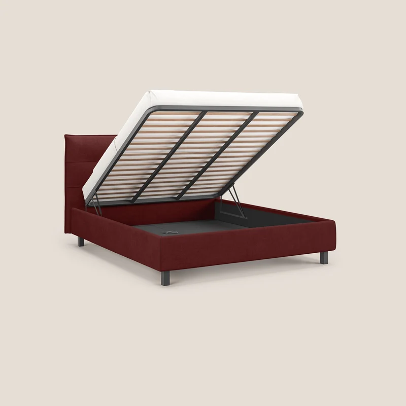 Liam lit coffre avec tête de lit capitonnée en tissu détachable T17 rouge
