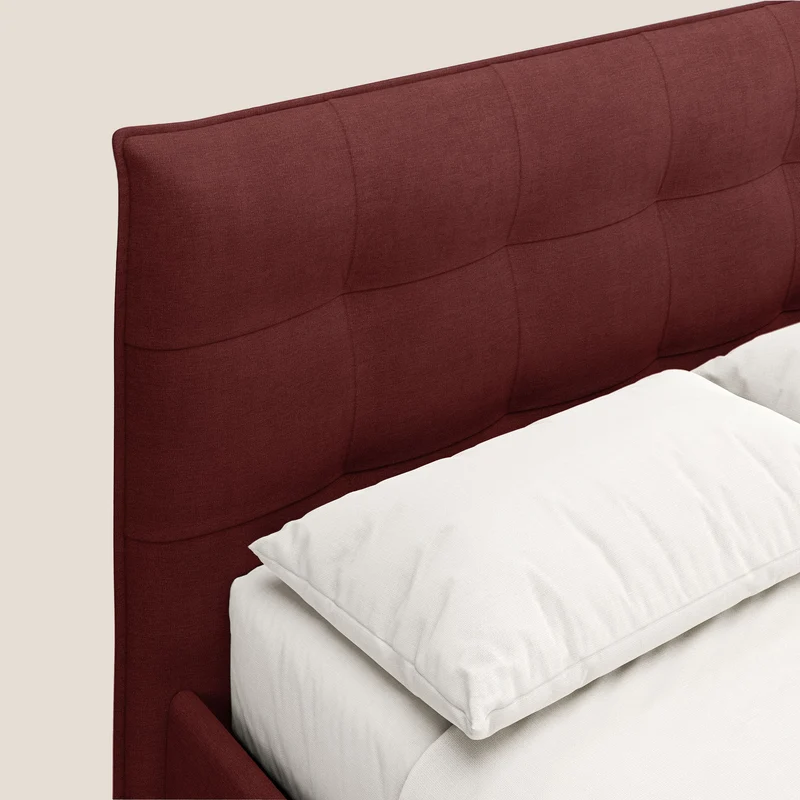 Liam lit coffre avec tête de lit capitonnée en tissu détachable T17 rouge