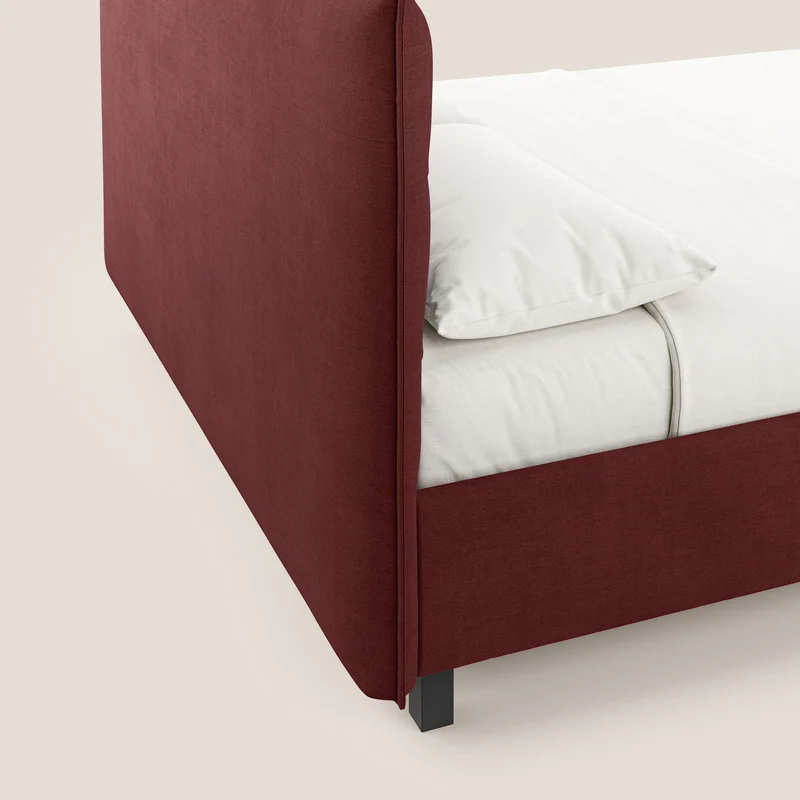 Liam lit coffre avec tête de lit capitonnée en tissu détachable T17 rouge
