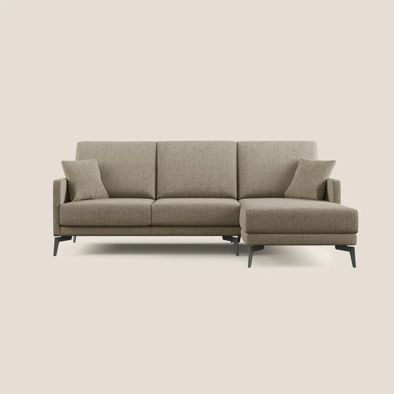 Saturno canapé d'angle moderne en tissu doux imperméable T03 marron