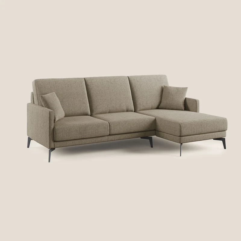 Saturno canapé d'angle moderne en tissu doux imperméable T03 marron