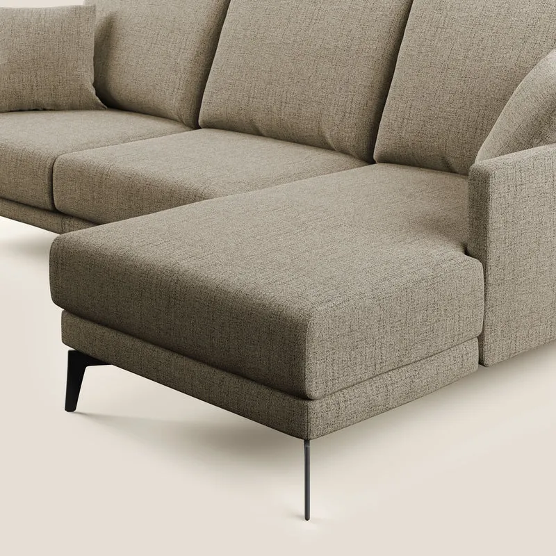 Saturno canapé d'angle moderne en tissu doux imperméable T03 marron