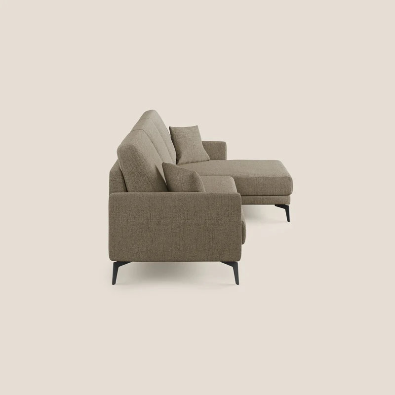 Saturno canapé d'angle moderne en tissu doux imperméable T03 marron