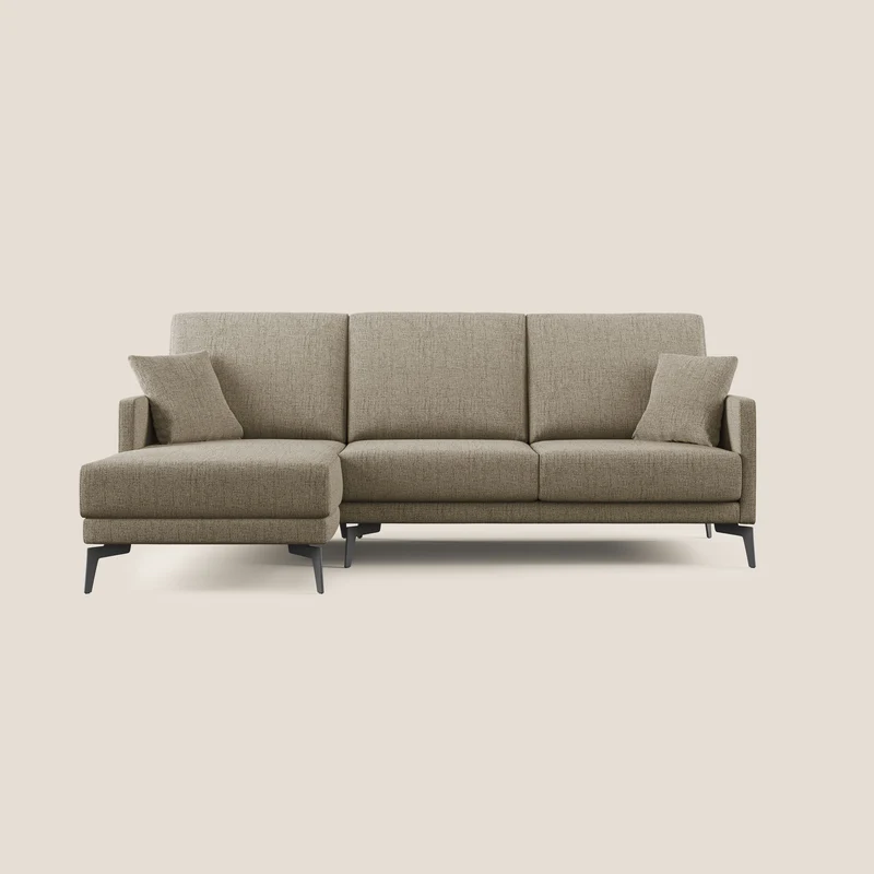 Saturno canapé d'angle moderne en tissu doux imperméable T03 marron