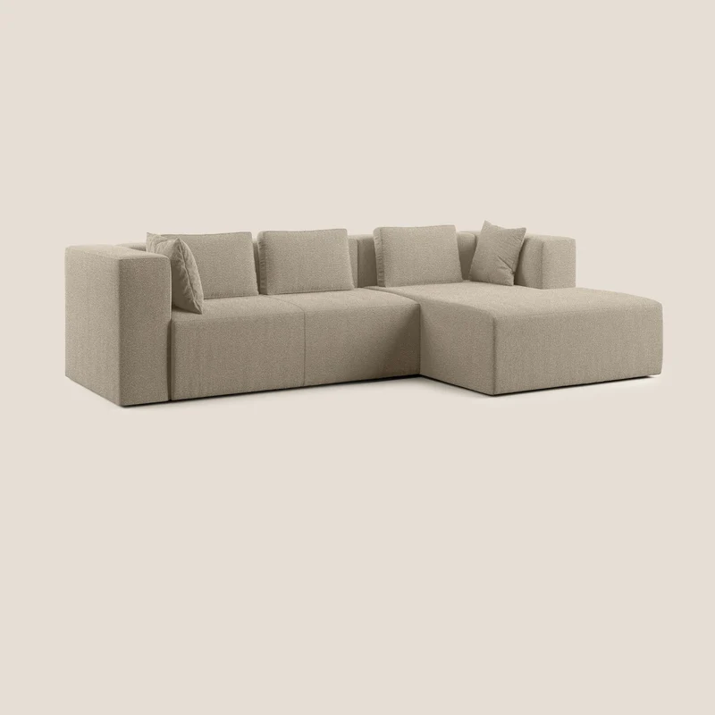 Nettuno canapé d'angle modulable en bouclette douce T07 beige