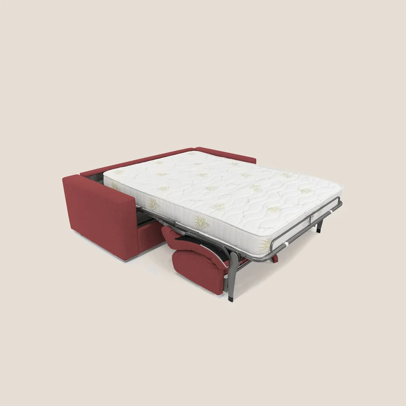 Nixon Canapé convertible avec matelas 20cm en tissu imperméable T03 rouge