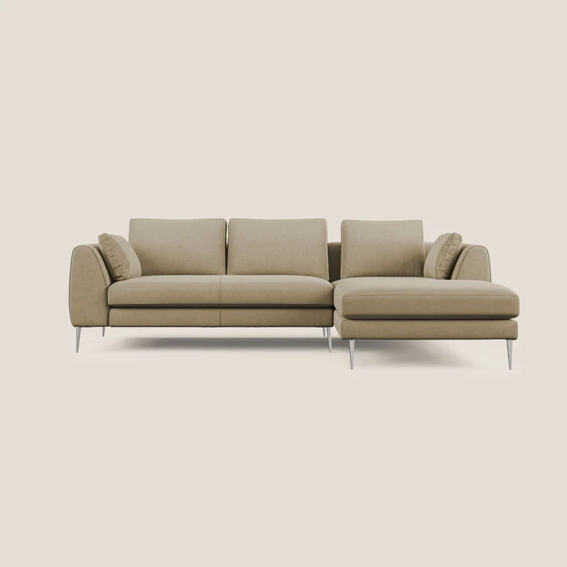 Plano canapé d'angle moderne en microfibre technique détachable T11 beige
