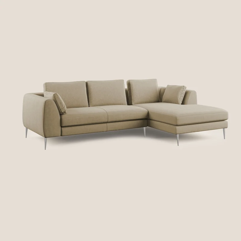 Plano canapé d'angle moderne en microfibre technique détachable T11 beige