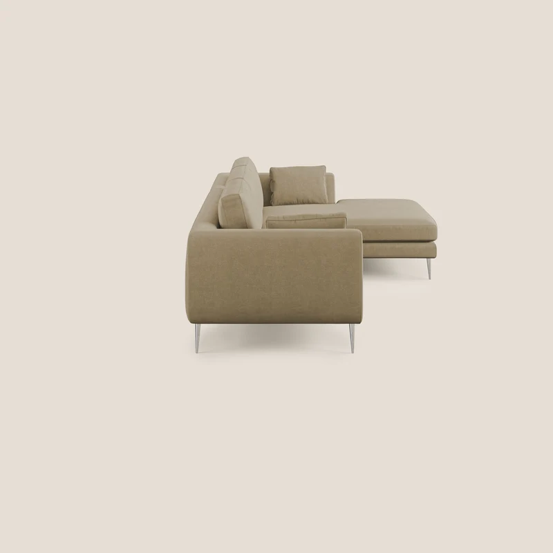 Plano canapé d'angle moderne en microfibre technique détachable T11 beige