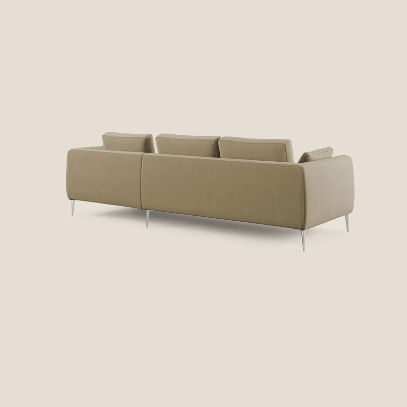 Plano canapé d'angle moderne en microfibre technique détachable T11 beige