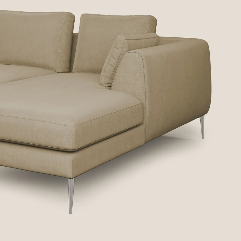Plano canapé d'angle moderne en microfibre technique détachable T11 beige