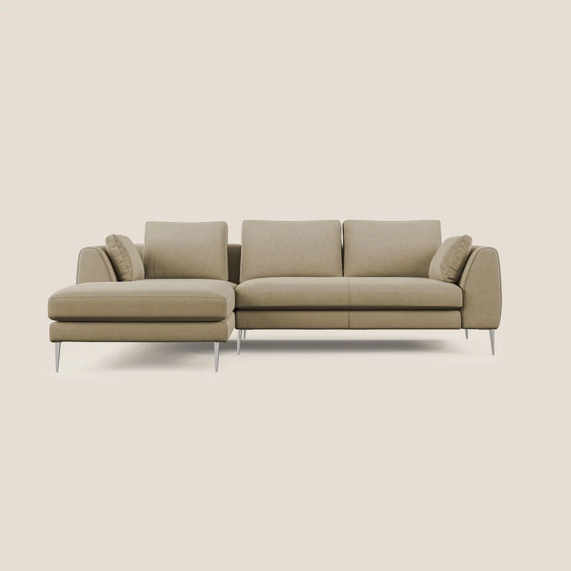 Plano canapé d'angle moderne en microfibre technique détachable T11 beige