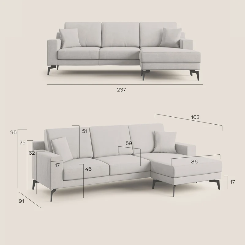 Prestige canapé d'angle moderne réversible en microfibre détachable T11 vert