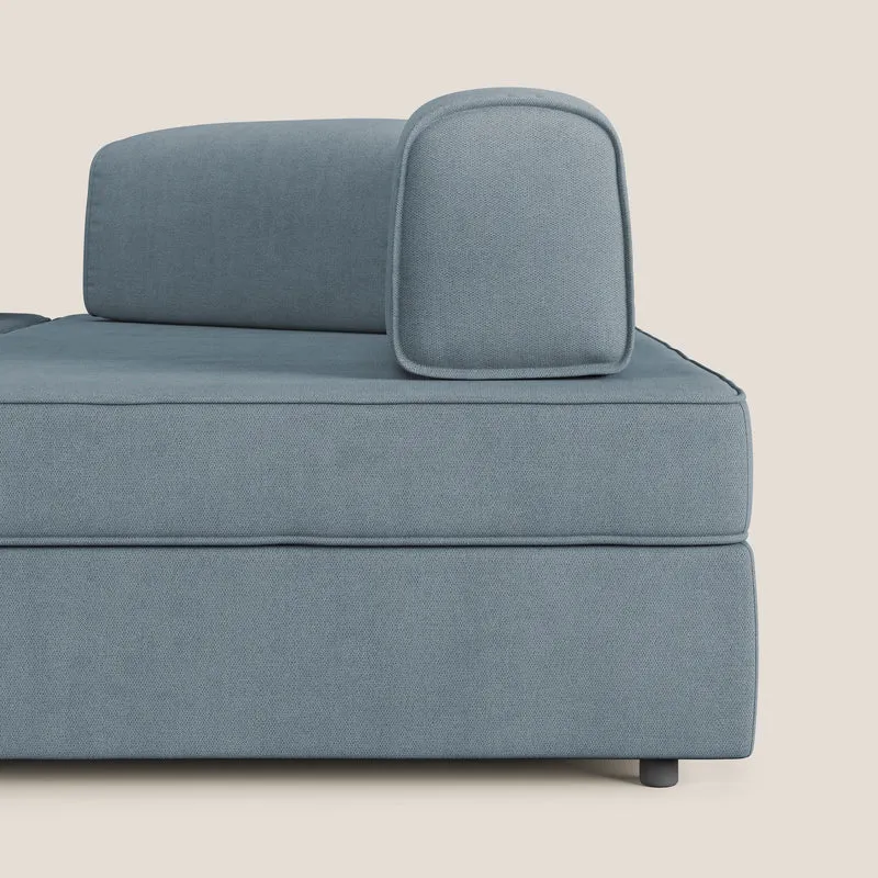 Liberty Canapé d'angle avec pouf extractible et dossiers amovibles en tissu doux imperméable T02 bleu pastel