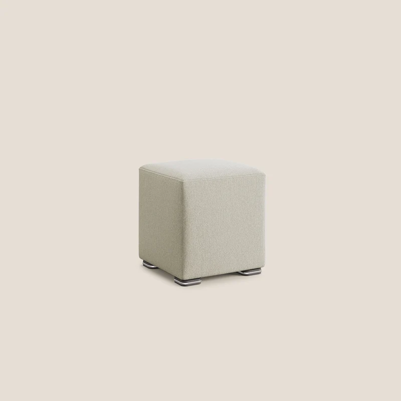 Cube pouf en tissu doux détachable T05 crème