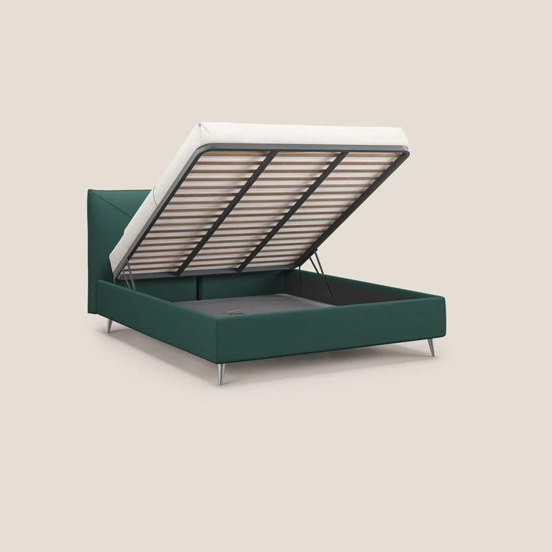 Adone lit coffre rembourré à double panneau en bouclette imperméable T07 vert